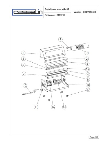 Pièces détachées pour Pièces détachées pour Lave-vaisselle à capot avec pompe de vidange - Référence CMSV35 - Casselin 