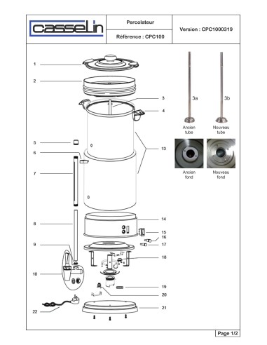 Pièces détachées pour Sèche-mains Dyson Airblade V Blanc - Référence CPC100 - Casselin 